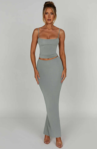 Yazmin Maxi Skirt - Steel - glavon
