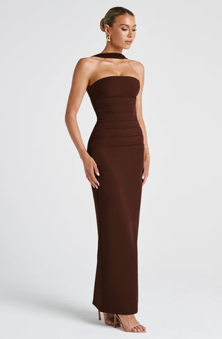 Yulia Maxi Dress - Plum Brown - glavon