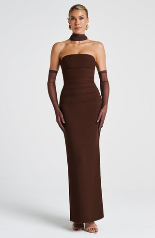 Yulia Maxi Dress - Plum Brown - glavon