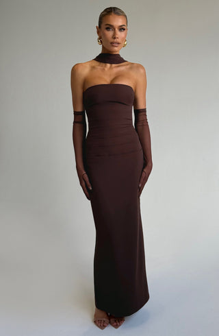 Yulia Maxi Dress - Plum Brown - glavon