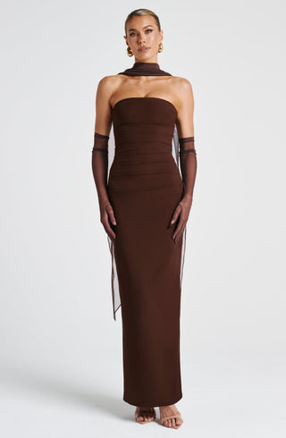 Yulia Maxi Dress - Plum Brown - glavon