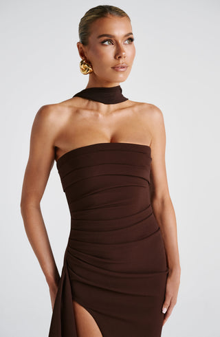 Zafira Maxi Dress - Plum Brown - glavon